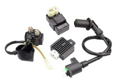 GOOFIT Tändspole (4+2) 6-Pin CDI Relä Solenoid Regulator Ersättning för GY6 4-Takt 550cc -150cc ATV