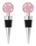 2-pack Zinklegering Silikon Kristall Vinproppar, Rosévin och Dryckeskorkar (Rosa)