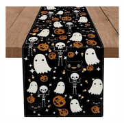 Halloween Bordslöpare, Bordslöpare i Linnetyg, Halloween Dekoration för Matbord, Kök - 33*183cm