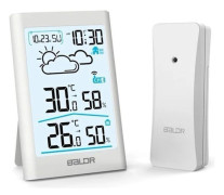VÄDERSTATION - BAROMETER Trådlös väderstation BALDR B0341 - HD-klocka, 20s bakgrundsbelyst display - Räckvidd från 80m