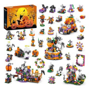 |NT|2025 Halloween Adventskalender 31-dagars Nedräkning 132-delars Mini Blocks Set (35 Spöke/Pumpa/Spökhus Modeller) Leksaksdekor-XS8-