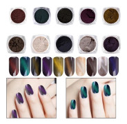 10 färger Cat Eye 3D-effekt Magnet Glansigt pulver Damm Spegel Krom Glitter Nagel Dekoration
