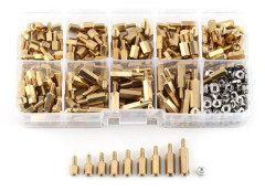 360 st M2.5 Hane Hona Mässingsmuttrar Sortiment 5mm 6mm 7mm 8mm 9mm 10mm 11mm 12mm 15mm