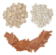 Handmade Labels with Love, Wooden Buttons, Fabric Labels and Leather Tags Set