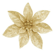 (Guld, 15CM) 10 st Glitter Julblommor med Konstgjord Poi