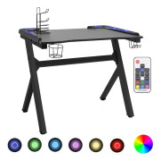 Gamingskrivbord LED med Y-formade ben svart 90x60x75 cm