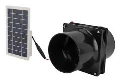 10W 12V Soldriven Utsugsfläkt för Runda Rör ABS Solpanel Ventilationsfläkt Kit för Djurhus Hönshus Husbil Växthus [PB]