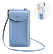 PU Läder Blocker Crossbody Mobiltelefonväska för Kvinnor Plånbok Blå