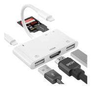 HDMI OTG-adapter, HDMI USB-hubb, Lightning till HDMI Digital AV 6-i-1
