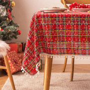 Jul snöboll bordsduk, rutig bordsduk
