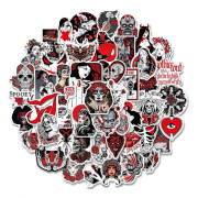 50 st Cool Punk Skalleklistermärken för Vattenflaskor, Graffiti Patch Dekal Horror Skelett Anime Goth Klistermärken för Laptop Bok Telefon Bagage Koppen