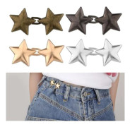 4 Set Stjärnformade Jeansknappar, Ingen Sömnad Krävs Avtagbara Metalljeansknappar för Lösa Jeans Byxmidjeåtdragare Pentagram