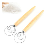 2-pack professionella degvispar, dansk visp, bröddegvisp, äggvisp, för att baka bröd, bakverk, dessert