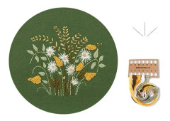 Broderisats för broderikit - DIY broderistartkit för vuxna nybörjare - Stämplat blommönster med instruktioner, trådar och nålar
