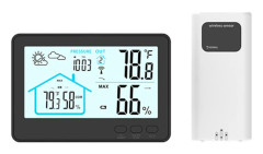 Trådlös väderstation, inomhus- och utomhustermometer, hygrometer, barometer med LED-sensor