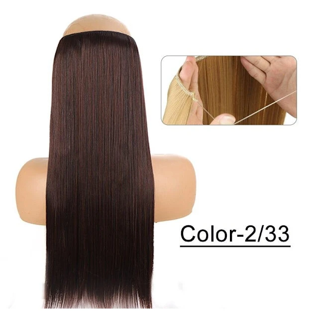 Syntetisk Naturlig Syntetisk Halo Hårförlängning Utan Clip In Artificiell Fake Ombre Blond Brun Svart Rosa Vågig Falskt Hår YX01-2-33 YX01-2-33