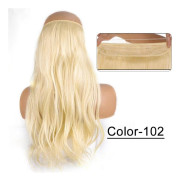Syntetisk Naturlig Syntetisk Halo Hårförlängning Utan Clip In Artificiell Fake Ombre Blond Brun Svart Rosa Vågig Falskt Hår YX04-102