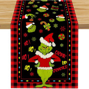 Röd Grinch Julbordslöpare God Jul bordsduk Jul heminredning 33*183CM