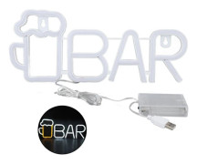 LED Neon Skylt BAR Form USB eller Batteridriven Hög Säkerhet Allmänt Bruk Bar Neon Lampa för Sovrum Fest Trädgård Vit BAR