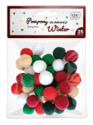 Pom poms för dekoration, 35 st. Winter
