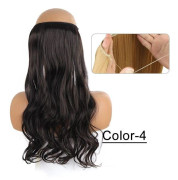 Syntetisk Naturlig Syntetisk Halo Hårförlängning Utan Clip In Artificiell Fake Ombre Blond Brun Svart Rosa Vågig Löshår YX02-4