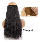 Syntetisk Naturlig Syntetisk Halo Hårförlängning Inga Clips I Artificiell Falsk Ombre Blond Brun Svart Rosa Vågig Falskt Hår YX03-4