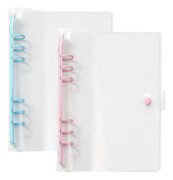A5 pärm, 2-pack A5 transparent vattentät PVC-pärm, 6-rings mjuk anteckningsbok pärm lösblad bindningsskydd, påfyllningsbar anteckningsbok rund ringpärm