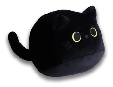 Svart kattformad kuddocka, kreativ kattformad kudde, dockor plyschleksak, svart katt, svart katt plyschleksak, kreativ kattformad ländryggsstödskudde...