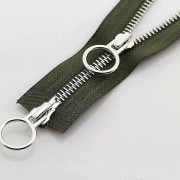 5# 70/90cm Metal Zipper Double Slider Round Ring Zipper For DIY Sewing Clothing army green army green 90cm