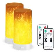 2-pack Acsergery LED-flamlampor med fjärrkontroll. USB-laddningsbar flammeffekt