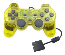 Handkontroll Playstation 2 Transparent/Gul (2-Pack)
