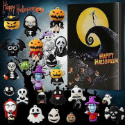 Adventskalender 2025 Ny Halloween Nedräkningskalender Låda Skräcknätter Halloween Gotisk Docka 24 Present Blind Box