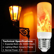 6 st Ampoule à Flamme LED E14 med Flimmereffekt, 5W, 3 Belysningslägen, Dekorativa lampor för Trädgård Jul - Gul