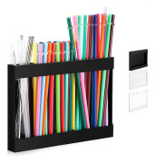 Akryl Sugrörshållare för Skåpdörr Återanvändbar Sugrörsorganisator Chopsticks Förvaring Liten Kökstillbehörsbehållare för Bänkskiva Skåp (svart)