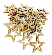 30-pack 40 mm Obehandlade ihåliga träformade stjärnprydnader för