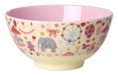 RICE Melaminskål med Fun Fair-tryck - Rosa - Medium