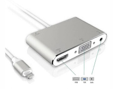 1080P Lightning till HDMI VGA Ljud/Video Adapter Omvandlare för Apple-enheter