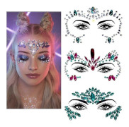 3 st Halloween Självlysande Ansiktsjuveler Tatuering Klistermärke, cosplayf