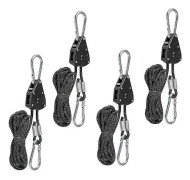 4-pack Heavy Duty Rope Ratchets with Hooks, Adjustable Rope Hangers for Grow Lights, 150 Lb Hanging Rope Ratchets [DB]