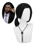Vincent Vega-peruk för män med 1 halsband, kort svart{SL}