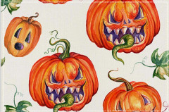 Halloween-underlägg, 4-pack, spök- och pumpamönster i linne, värmebeständiga bordstabletter - Perfekt för Halloween