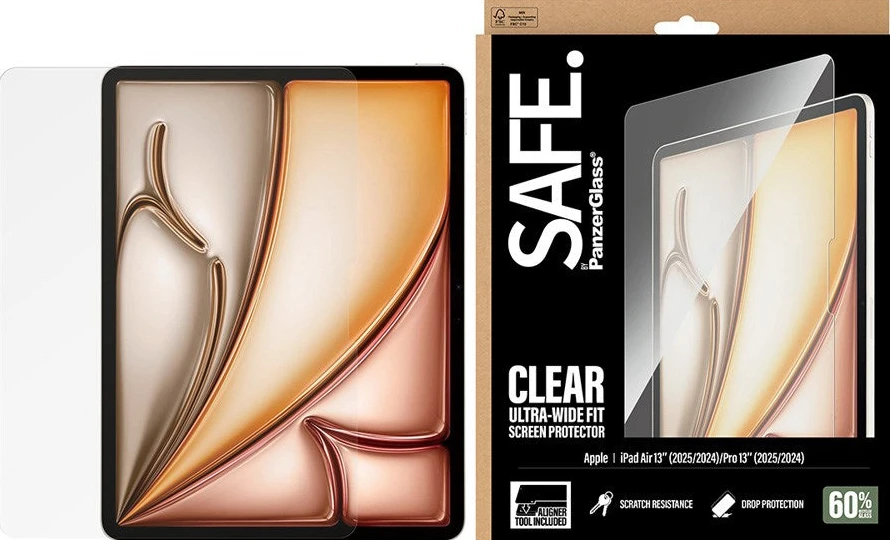 SAFE by PanzerGlass iPad Air 13" (2026 / 2025 / 2024) / Pro 13" (2025 / 2024) Ultra-Wide Fit Skärmskyddsglas m. Installationsram - Genomskinlig