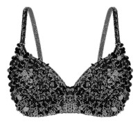 Tribal Glitter Paljett BH Topp för Magdans -lingling för Kvinnor Black 34-75