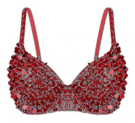 Tribal Glitter Paljett BH Topp för Magdans -lingling för Kvinnor Red 36-80