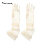 Accessoarer Kväll Bal Dekor Brudklänning Vantar Festklänning Tyllhandskar Bröllop Brudhanskar-lingling} champagne