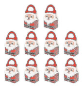 10-pack Jul Förpackningslådor med Handtag Jultomte Godisbehållare Tecknade Presentkassar