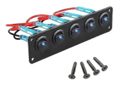 【xj】 Vippströmbrytarpanel med 5 förinställda vippströmbrytare för 12V 24V bilfordonssläp lastbil S