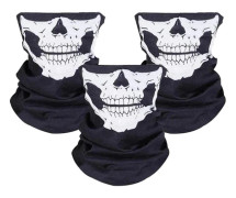 Set med 3 sömlösa ansiktsmasker för motorcykel, cykel, vandring, skidåkning, Halloween (vit och svart)