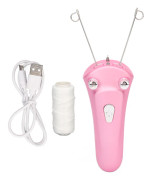 Elektrisk ansiktsträning Hårborttagning Epilator LED USB Uppladdningsbar sladdlös automatisk bomullstråd Epilator Rosa