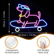 Dog on Skateboard Neon Sign LED Neon Lights Wall Decor Lighting Night Light For Bedroom Pet Shop Bar Party Decor